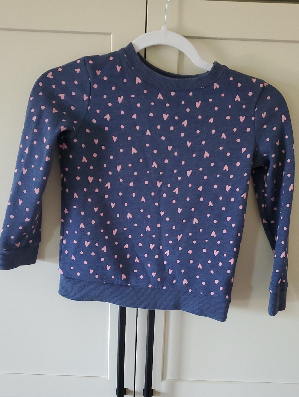 Girls Navy Blue Sweatshirt with Pink Heart Print